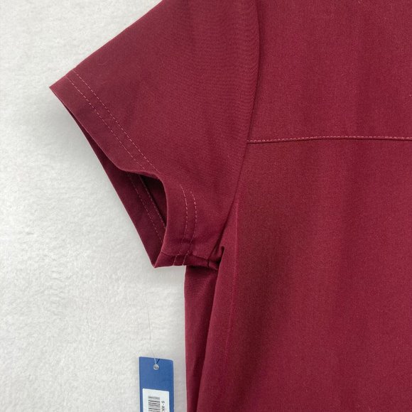 Jaanuu Women's Burgundy Pocket Wine Short Sleeve Scrub Shirt size S NWT - Picture 7 of 8